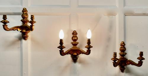 Set of 3 Giltwood Carved Twinwall Lights (1 of 10) Set of 3 Giltwood Carved Twinwall Lights (1 of 10)