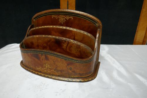 Charming Tooled Leather Stationary or Letter Box (1 of 6)