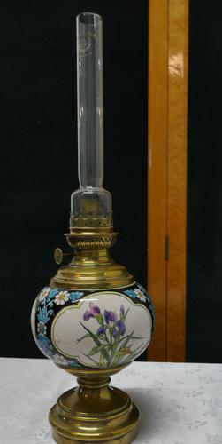 French Napoleon III Ceramic Oil Lamp Decorated with Birds & Flowers (1 of 5) French Napoleon III Ceramic Oil Lamp Decorated with Birds & Flowers (1 of 5)