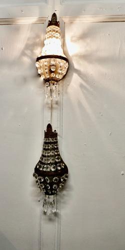 Pair of French Brass & Crystal Chandelier Wall Lamps (1 of 5) Pair of French Brass & Crystal Chandelier Wall Lamps (1 of 5)
