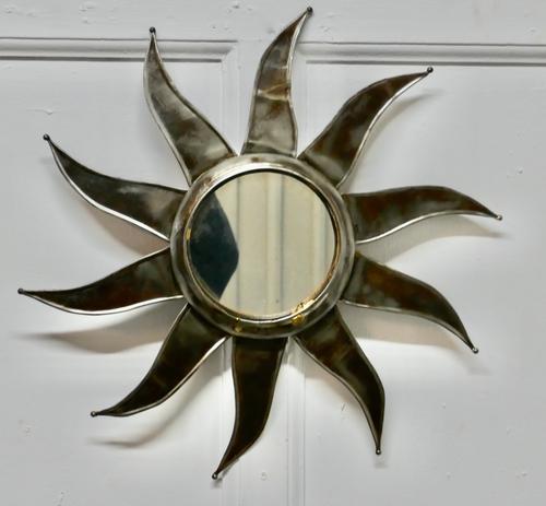 French Retro Sunburst Industrial Look Polished Steel Mirror (1 of 5) French Retro Sunburst Industrial Look Polished Steel Mirror (1 of 5)