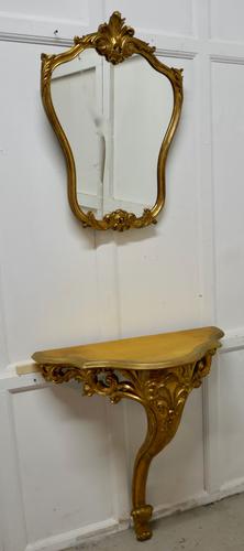 19th Century French Gilt Console or Hall Table & Matching Mirror Set (1 of 11)