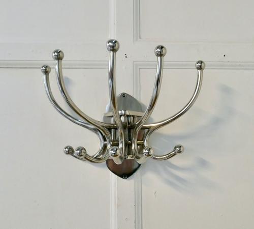 Art Deco Style French Chrome Coat Rack, Hat & Coat Hooks (1 of 8)