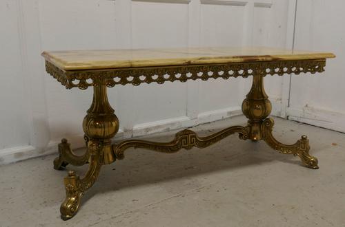 Superb Quality French Brass & Marble Coffee Table (1 of 6)