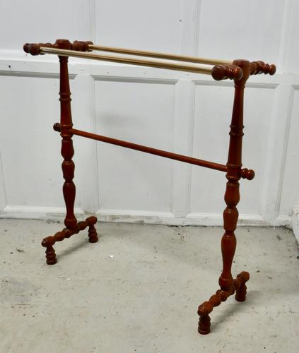 French Oak and Brass Towel Rail (1 of 7) French Oak and Brass Towel Rail (1 of 7)