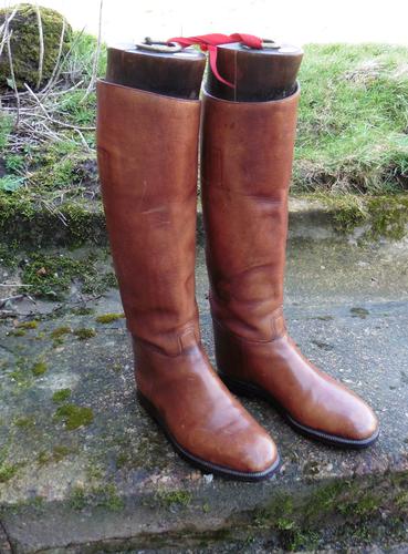 Pair of Gentleman’S Antique Leather Riding Boots with Trees C.1900 (1 of 6)