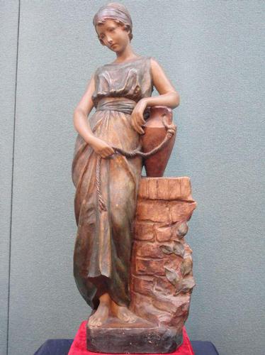 French Terracotta Female Sculpture (1 of 1)