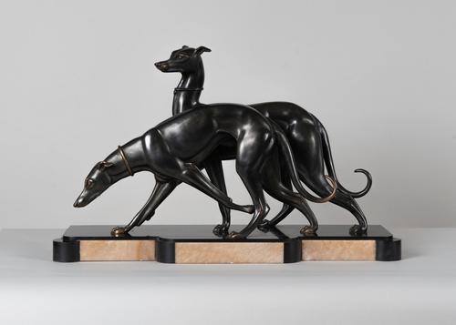 Fabulous French Art Deco spelter sculpture of two greyhounds (1 of 1) Fabulous French Art Deco spelter sculpture of two greyhounds (1 of 1)