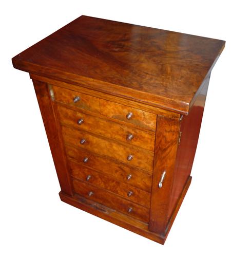 Fine Victorian Burr Walnut Miniature Wellington Chest C.1860 (1 of 2)