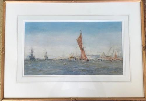 Watercolour by W.L.Wyllie RA 'Sailing Off Sheerness ' (1 of 1)