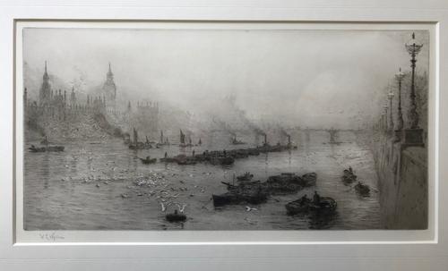 Etching by W.L.Wyllie RA 'Palace of Westminster' circa 1920 (1 of 1)