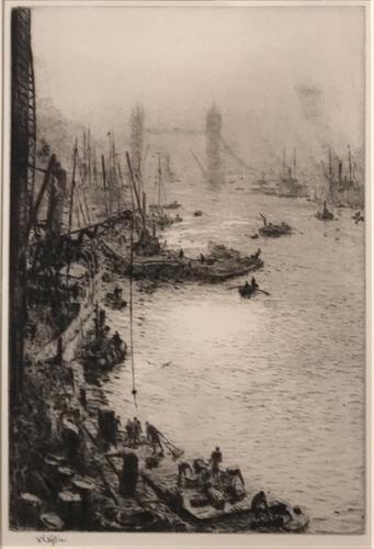 Etching by W L Wyllie RA 'the Pool of London' c.1920 (1 of 1) Etching by W L Wyllie RA 'the Pool of London' c.1920 (1 of 1)