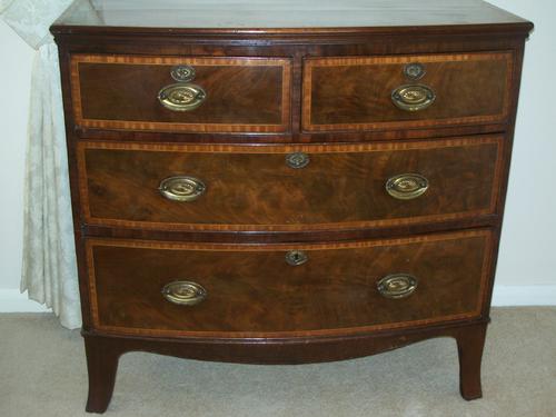 19th Century Mahogany Bow Front Chest of 4 Drawers (1 of 1)