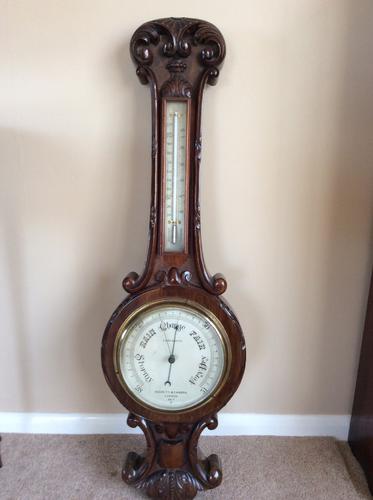 Victorian Negretti & Zambra Aneroid Barometer Solid Mahogany (1 of 1)