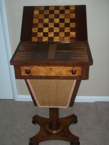 19th Century Rosewood Games / Chess / Backgammon / Cribbage / Sewing Table (1 of 1)