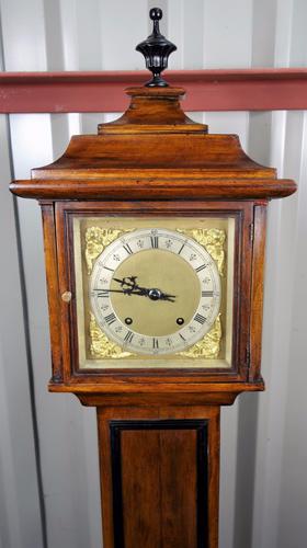 LATE 19THC WALNUT GRANDMOTHER LONGCASE CLOCK - QUALITY WINTERHALDER & HOFFMEIER QUARTER STRIKING"TING TANG" MOVEMENT AND 2 GONGS (1 of 1) LATE 19THC WALNUT GRANDMOTHER LONGCASE CLOCK - QUALITY WINTERHALDER & HOFFMEIER QUARTER STRIKING"TING TANG" MOVEMENT AND 2 GONGS (1 of 1)
