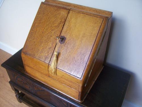 Oak Table Desk Top Stationery Box c.1900 (1 of 1)