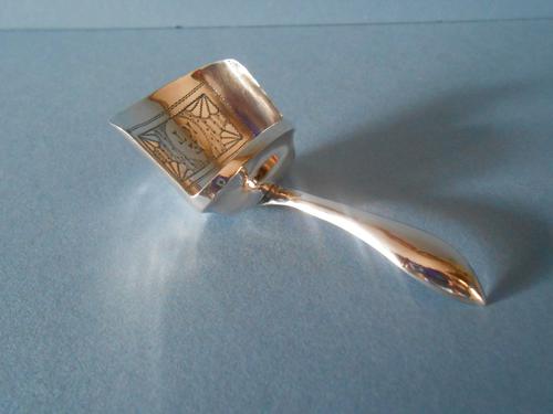 Solid Silver Bright Cut Antique Caddy Spoon 1808 (1 of 1)