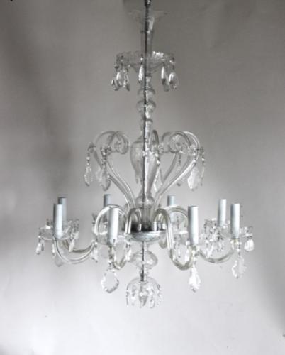 8 Arm Czechoslovakian Crystal Chandelier. c1930 with 3 8 Arm Czechoslovakian Crystal Chandelier. c1930 with 3
