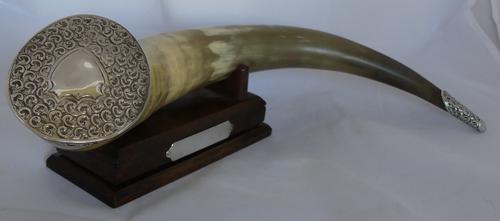 Silver Mounted Horn Desk Ornament (1 of 8) Silver Mounted Horn Desk Ornament (1 of 8)
