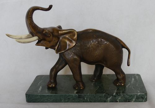 Lovely Antique Bronze Elephant on Marble Base (1 of 6) Lovely Antique Bronze Elephant on Marble Base (1 of 6)