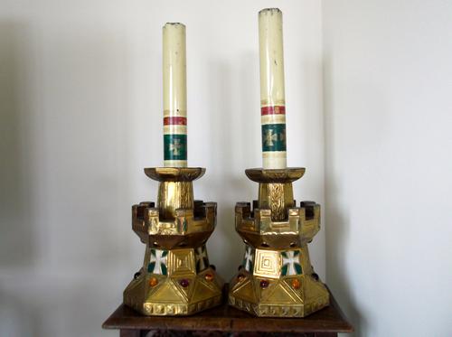 Pair of Very RAre 19th Century Gothic Style Candlesticks (1 of 4) Pair of Very RAre 19th Century Gothic Style Candlesticks (1 of 4)