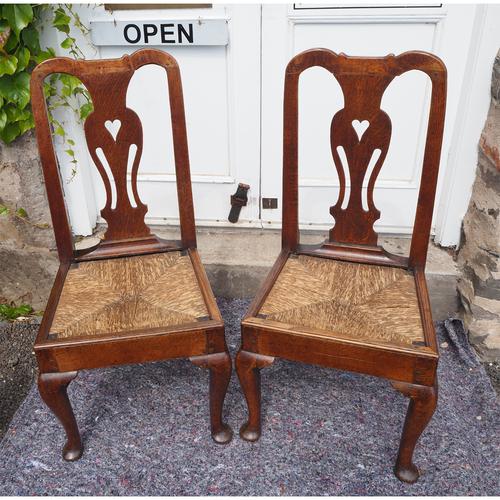 Pair of Early Georgian Oak Cab Leg Chairs (1 of 7)