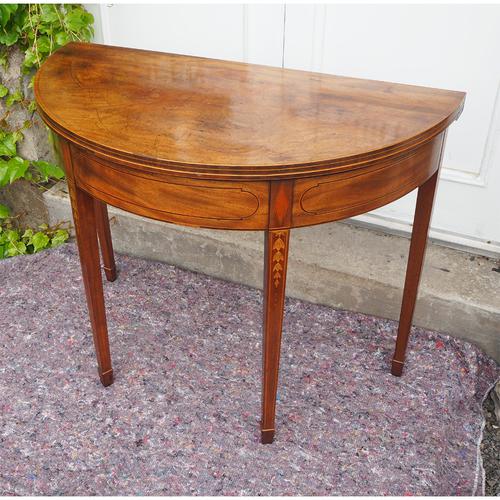 Georgian Inlaid Mahogany D Shape Tea Table (1 of 6)