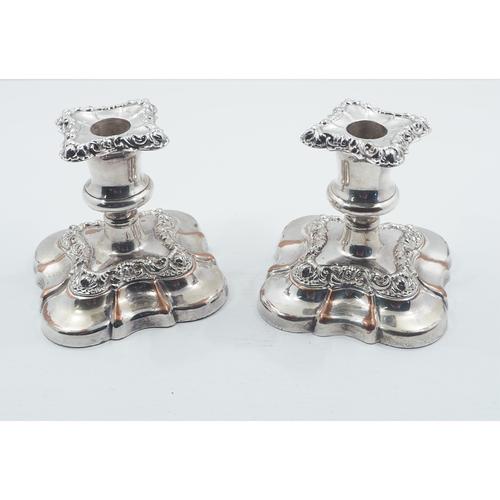 Dwarf Pair of Sheffield Plate Candlesticks c.1920 (1 of 1) Dwarf Pair of Sheffield Plate Candlesticks c.1920 (1 of 1)