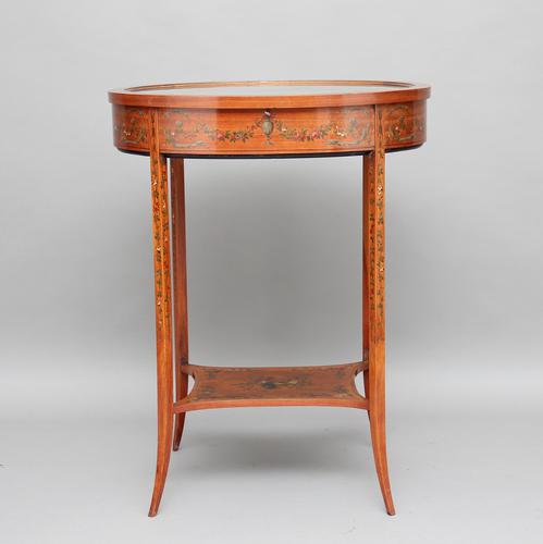 Early 20th Century Satinwood & Painted Bijouterie Table (1 of 11) Early 20th Century Satinwood & Painted Bijouterie Table (1 of 11)