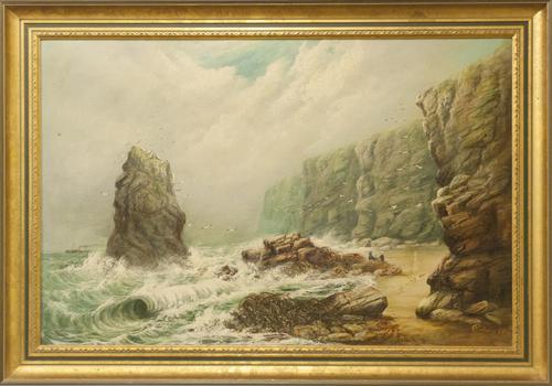 Oil on Canvas of a Stormy Beach Scene (1 of 1) Oil on Canvas of a Stormy Beach Scene (1 of 1)