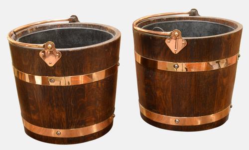 Pair of Copper Branded Oak Pails c.1900 (1 of 1) Pair of Copper Branded Oak Pails c.1900 (1 of 1)