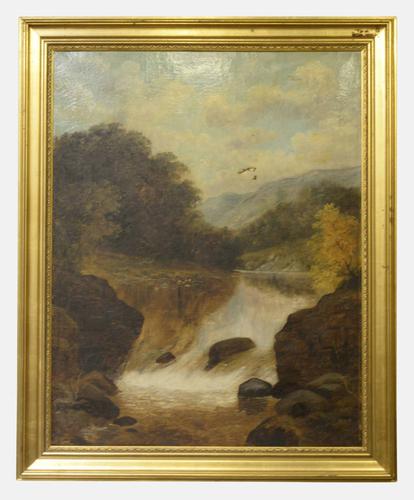 19th Century Oil on Canvas of a Waterfall (1 of 1) 19th Century Oil on Canvas of a Waterfall (1 of 1)