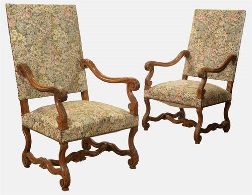 Pair of Walnut Louis XIII Style French Armchairs c.1900 (1 of 1) Pair of Walnut Louis XIII Style French Armchairs c.1900 (1 of 1)