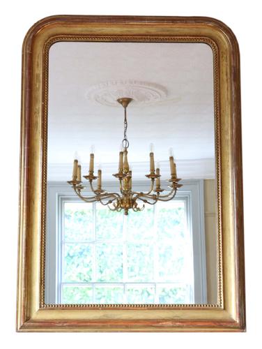 Large 19th Century Gilt Overmantle or Wall Mirror (1 of 8)