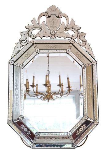 19th Century Large Quality Venetian Glass Overmantle or Wall Mirror (1 of 8)