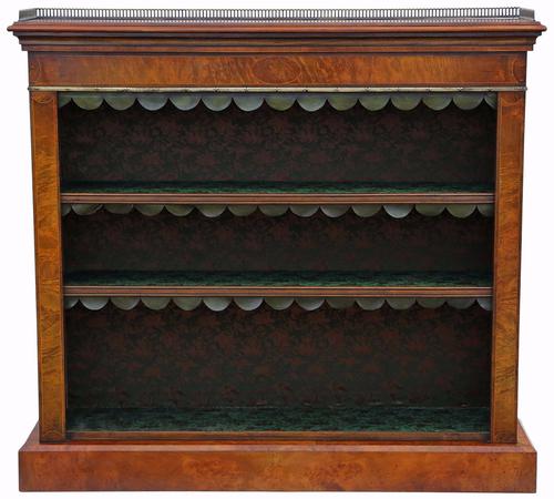 Inlaid Burr Walnut Bookcase Display Adjustable Shelves c.1920 (1 of 1)