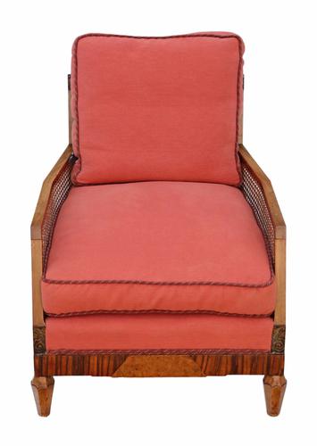 Art Deco Rosewood & Burr Walnut Bergere Armchair (1 of 1)