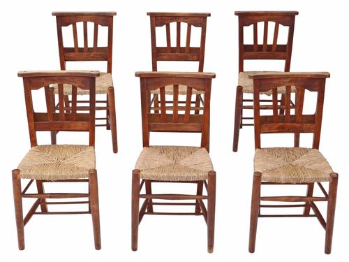 Set of 6 Victorian Beech & Ash Chapel Kitchen Dining Chairs (1 of 1)