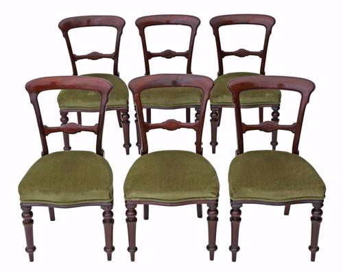 Set of 6 Victorian Mahogany Balloon Back Dining Chairs c.1890 (1 of 1)