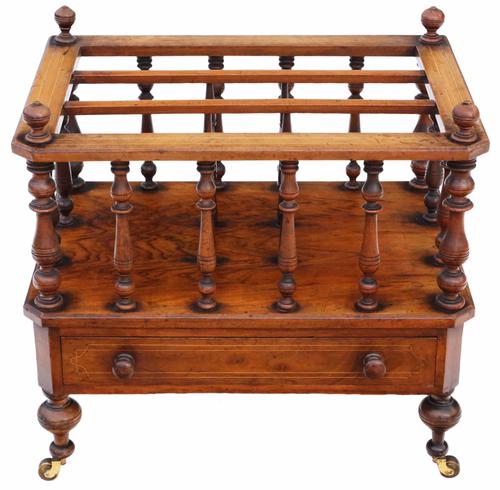 Victorian Inlaid Burr Walnut Canterbury Magazine or Music Stand (1 of 1)