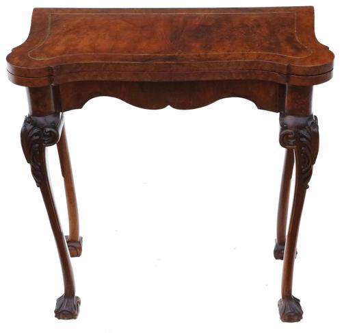 Georgian Revival Burr Walnut Folding Card or Tea Table c.1920 (1 of 1) Georgian Revival Burr Walnut Folding Card or Tea Table c.1920 (1 of 1)