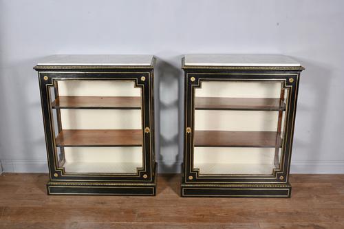 Pair of Victorian Brass Inlaid Pier Cabinet (1 of 8)