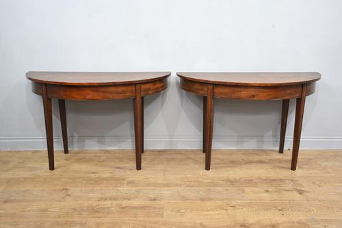 Antique Pair of Georgian Mahogany Demi Lune Console Tables (1 of 3)