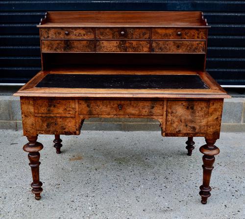 Large Antique Napoléon III Walnut Desk Bonheur du jour Writing Table c.1840 (1 of 1)