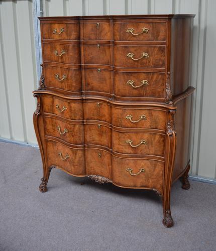 Rare Walnut Serpentine Chest on Chest Hille of London c.1930 (1 of 1)