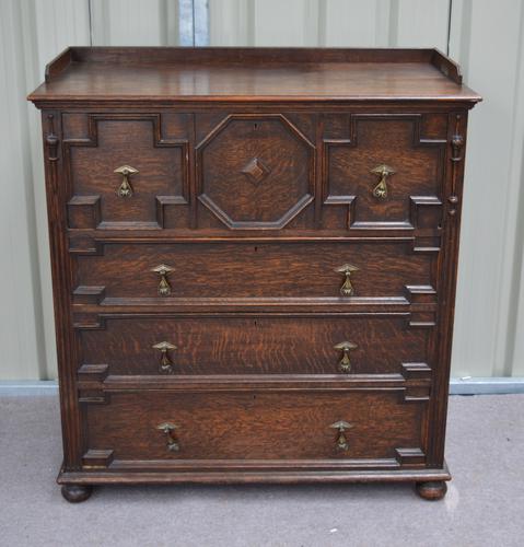 Antique Jacobean Style Carved Oak Chest of Drawers c.1900 (1 of 1)