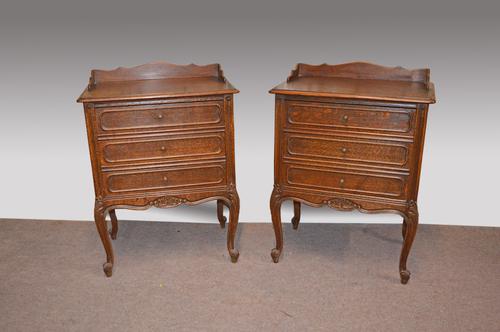 Antique Pair of French Oak Bedside Cabinets Chest of Drawers (1 of 1)