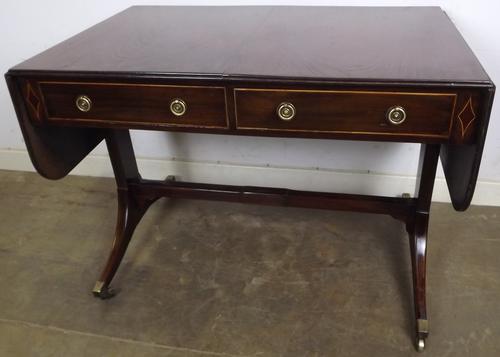 Regency Mahogany Sofa Table Satinwood Inlay (1 of 7)