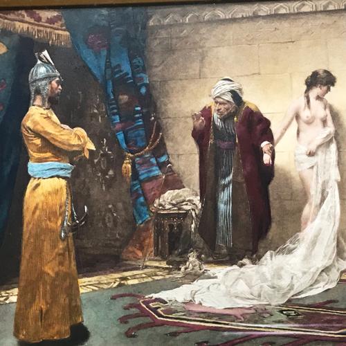 Victorian Hand-Coloured Lithograph Titled the Slave Sale After Oil Painting by Frederick Vezin (1859-1942) (1 of 5) Victorian Hand-Coloured Lithograph Titled the Slave Sale After Oil Painting by Frederick Vezin (1859-1942) (1 of 5)